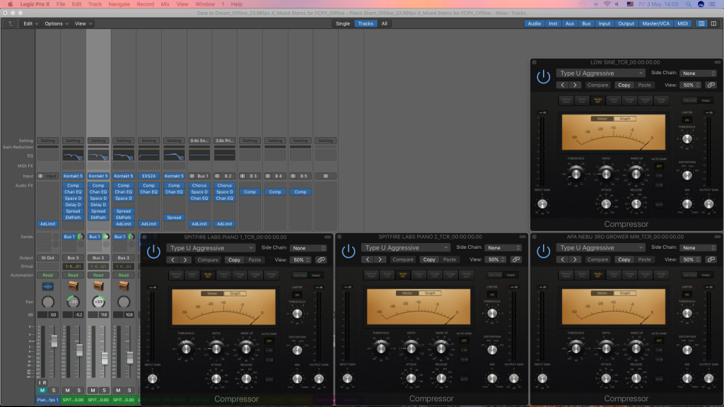 Checking pre Fader metering in Logic Pro X along with Parallel Compression 2.