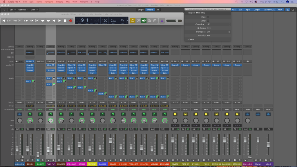 Mixing audio stems in Logic Pro X